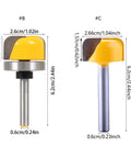 Premium 1/4 Inch Shank Flush Trim Router Bit For Wood Carving And Hinge Mortising With Precise Bearing, showing two router bits side by side.