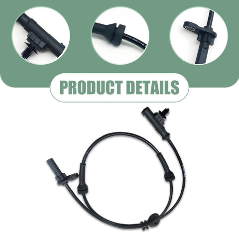 Overall view of rear-left ABS wheel speed sensor with wiring harness, black
