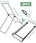 Diagram showing 2 Pack Portable Folding Solar Panel Stand With Quick Angle Adjustment Lightweight Mount dimensions and foldability.