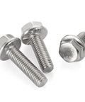 3/8-16 Flanged Hex Head Bolts Fully Threaded 1 Inch Stainless Steel 304 External Hex Drive Flange Screws 10 Piece Set