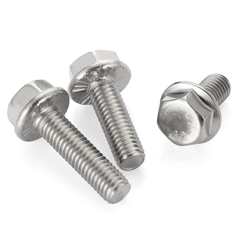 3/8-16 Flanged Hex Head Bolts Fully Threaded 1 Inch Stainless Steel 304 External Hex Drive Flange Screws 10 Piece Set