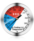 Backyard BBQ Thermometer Gauge For Charcoal Grill And Pit Smoker With Fahrenheit Dial Color Coded Zones 100 To 550 F Range