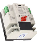 Automatic Transfer Switch 2 Pole AC 110V 100A Power Transfer Switch For Generator Changeover DIN Rail Mounted Electrical Selector No Fuss Self Throwing And Self Returning Design For Reliable Backup Power. 2-pole DIN rail switch with red manual knob