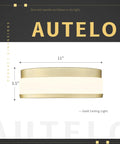 Gold Ceiling Light With Frosted Glass Flush Mount LED Hallway Fixture, 11-inch diameter, modern gold metal finish, dimensions shown