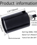 Beefy Black E26 Medium Base Phenolic Husk Socket With Bottom Turn Knob And On Off Switch Screw Terminals Heavy Duty 660W 250V 1/8 IP By 3/8 Inch Long Bushing 1 Pack, black phenolic socket with dimensions