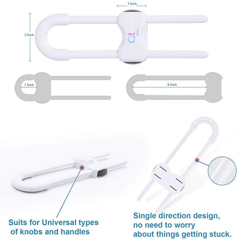 Smart Easy Install Baby Proofing Cabinet Locks For Drawers Fridge And Closets U Shaped Latches With Extra Secure Buttons Pack Of 6 White No Tools Needed Kidproof Safety For Busy Homes