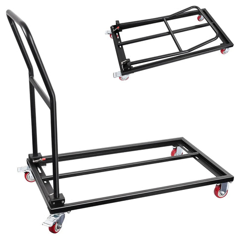 Heavy Duty Folding Chair Dolly Holds Up To 1500 Lbs Beefy Steel L Shaped Cart with swivel casters for transport of chairs