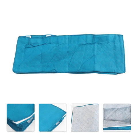 No Fuss Heavy Duty Folding Clothes Storage Bin With Sturdy Handles And Smart Compartments For Bed Sheets Blankets And Closets, open and flat.