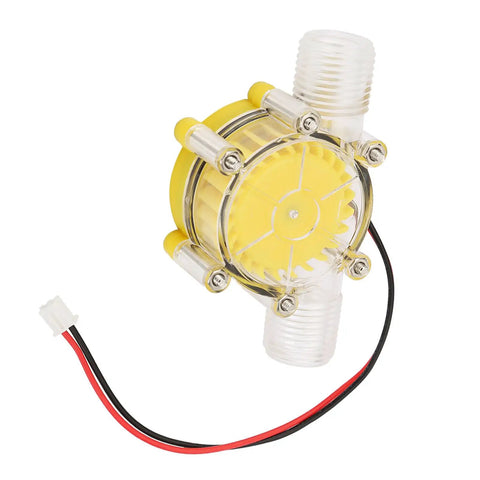 Portable F50 Hydroelectric Power Generator With Stable Voltage From Water Flow Turbine, showing front view with yellow casing and wiring.