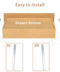 14 Inch Heavy Duty Drawer Slides Kit White Steel Replacement Tracks for Dresser Cabinets shown with drawer bottom and slides.