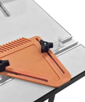 Flat Out Solid Featherboard Locking Kit featuring heavy duty anodized aluminum miter T bars mounted on a table saw.