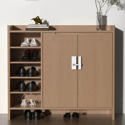 Cabinet with 2 Pack White 180 Degree Barn Door Lock With 3 Digit Password Keyless Mechanical Lock Flip Latch for Privacy