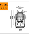 Built Tough 304 Stainless Steel Groove Caster Wheel For Sliding And Rolling Gates 2 inch U Type dimensions and details