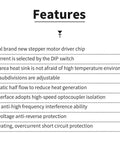 Features list for Four Pack Stepper Motor Driver Controller For CNC Machines, 4A 9 To 42V Bipolar H Bridge, Nema Two Phase Hybrid Driver