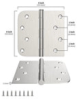 Three Pack Satin Nickel Door Hinges 4 Inch By 4 Inch Iron Hinges With Square And Round Corners Includes 24 Matching Screws