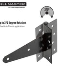 Heavy Duty 6 Inch T Strap Gate Hinges For Shed Doors And Wooden Fences Black Powder Coated 2 Pack 45 Plus Pound Load Per Hinge