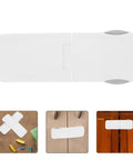 2 Pack Childproof Drawer Locks For Cabinets And Drawers Universal Fit ABS Self Adhesive Safety Latches shown on wooden cabinets