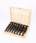 Rock Solid 8 Piece HSS Drill Bit Set 13 To 25 Millimeters High Speed Steel Reduced Shank Design in wooden case.
