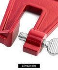 Close-up of red Stump Vise For Chainsaw Sharpening, 2 Pack Filing Vise Set, Adjustable Saw Chain Sharpening Clamp