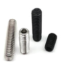 10 Pack UNC 1/4-20 Set Screws, 304 Stainless Steel Black Oxide Hex Socket Cup Point Grub Bolts displayed from various angles