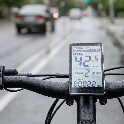 M5 LCD E Bike Display 5 Pin 24V 36V 48V 60V For 31.8Mm And 22.2Mm Ebike Panels, Rugged ABS Bike Computer Meter, E Scooter Screen, Ride Ready Durable E Bike Dashboard Gauge For Power, Speed And Battery