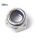 Rock Solid M10 Nylon Insert Lock Nuts, 304 Stainless Steel Hex Fasteners With Zero Play, Built Tough For The Daily Grind, 20 Pack close-up of a single lock nut.