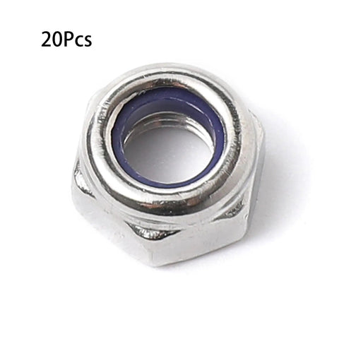 Rock Solid M10 Nylon Insert Lock Nuts, 304 Stainless Steel Hex Fasteners With Zero Play, Built Tough For The Daily Grind, 20 Pack close-up of a single lock nut.