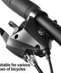 Close-up of bike handlebars featuring 7mm Bike Brake Cable Lever Adjuster Screws Set for Mountain Bikes, lightweight and easy install.