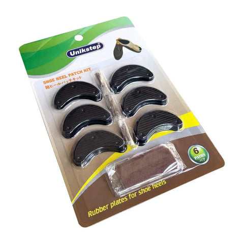 Six Pairs Rubber Heel Plates Repair Kit For Mens Leather Shoes And Womens Thick Heels Includes Double Sided Tape Sandpaper