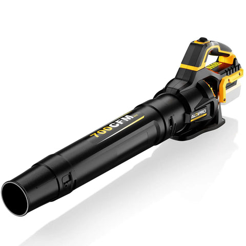 700 CFM Cordless Leaf Blower 200 MPH Power With 20V Max Battery Compatibility Bare Tool in black with yellow accents