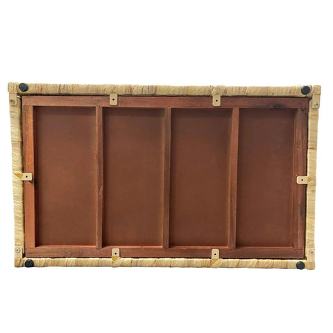 Bottom view of Rectangular Water Hyacinth Wicker Storage Trunk With Iron Wire Frame Handwoven And Breathable Organizer Chest
