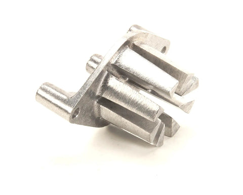 Top Shelf Oem Push Block For Commercial Slicers straight up multicolor steel push block safety cleat side view.