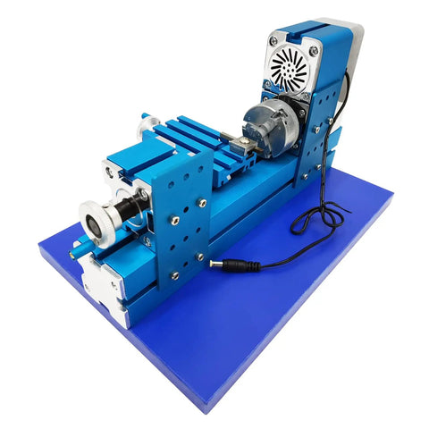 WYDDDARY Mini Metal Lathe Machine 3000RPM High-Speed Spindle With Three Jaw Chuck for precision hobbyist woodworking, shown from side view.