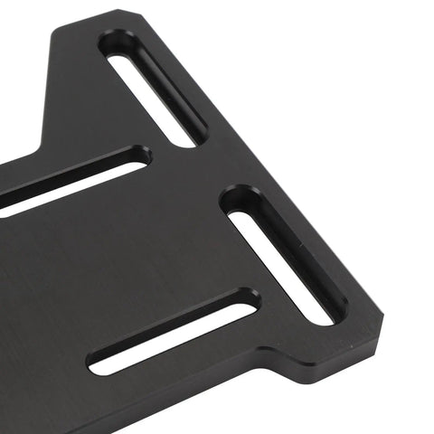 Close-up of black Adjustable Aluminum Engine Mount Plate Kit with mounting slots for CC100X mini bike go kart.