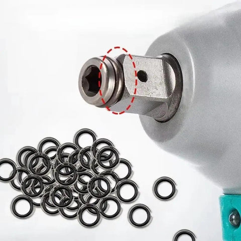No Slip Half Inch Retaining Ring Clip With O Ring For Impact Wrench Steel Socket Retention Fastener Set That Keeps Sockets From Dropping Under Heavy Torque 50 Piece Hardware Kit, on impact wrench