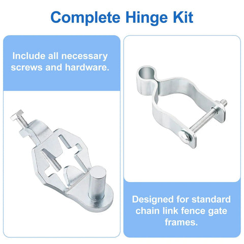2 Pack T Post Gate Hinge Kit Heavy Duty Galvanized Carbon Steel Rustproof Includes 2 Hinges And 2 U Bolt Clamps All Hardware Included Easy Install For Strong Gates, chain link fence gate hinge set