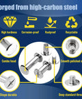 Silvery Chicago Screws Leather Rivets Kit 130 Sets 7 Sizes M4 M5 M6 M8 M10 M12 M15 And 3 Screw Lengths metal details image