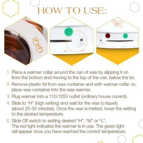 Instructions for using the All Purpose Wax Warmer For 14 Oz Wax Cans With Adjustable Temperature Control