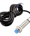 M12 Capacitive Proximity Sensor Switch Non Shield Type with blue tip and long cable for dielectric detection up to 5 mm, 10-30 VDC