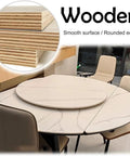 Heavy Duty Round Wooden Serving Tray With 360 Degree Lazy Susan Turntable Base for 40 Inch Dining Tables, walnut finish, smooth edges