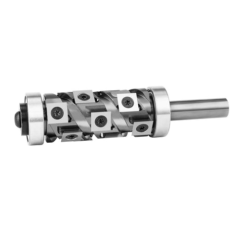 Built Tough Flush Trim Router Bit With Half Inch Shank Packing 14 Swap Out Carbide Cutters For Zero Drama Template Tracking And Dead Smooth Woodworking Trim Jobs On Any Lumber, showing carbide cutters and steel shank.