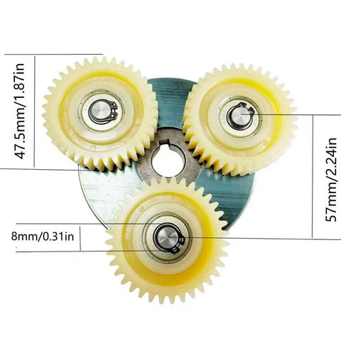 Beefy 36T Nylon Planetary Gear Clutch Kit for 500W 1000W Left End Hub Motors, showing nylon gears with dimensions.