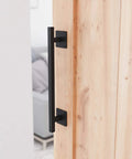 Antique Rustic 12 Inch Barn Door Handle, Solid Steel Heavy Duty Flush Square Base Pull For Gate Garage Sheds, Black Frosted Finish