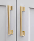 Installed 20 Pack Square Brushed Gold Cabinet Pulls 5 Inch Hole Centers 128mm Built To Last Durable Solid Zinc Alloy Cabinet Handles
