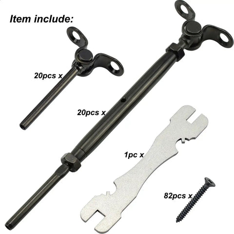 Rugged Cable Railing Kit For One Eighth Inch Cable System On Wood Posts With Stainless Steel Swage Toggle Turnbuckles 20 Pairs