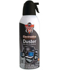 Single can of Dust-Off 10 oz compressed gas duster for quick cleaning of electronics like keyboards, CPUs, and workstations