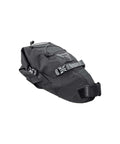 BackLoader 6L Bikepacking Saddle Bag For Unisex Adults, Fully Waterproof, black nylon, side view with fasteners and air release button.