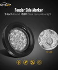 2 Pack 2.5 Inch Round Amber 13 LED Side Marker Clearance Lights with Grommet for Truck Trailer RV Clear Lens 12V Waterproof