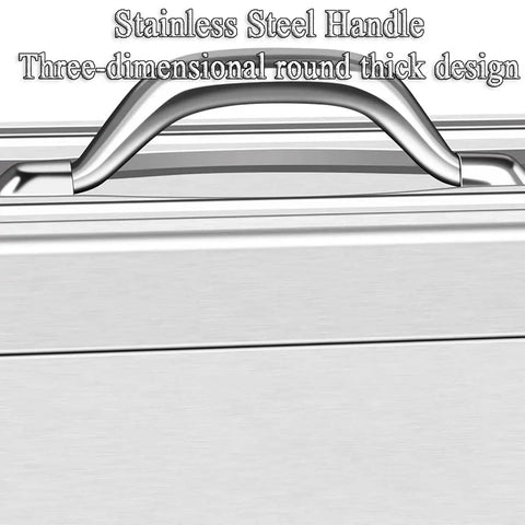 Close-up of handle on Beefy Stainless Steel Toolbox With Dual Lock Portable Tool Storage Organizer Waterproof Metal Case