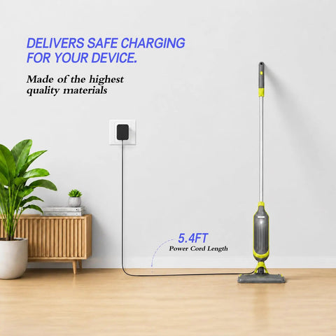 Reliable Jorueou Charger Compatible With Shark Vacmop Vm200 Vm190 Vm20026 10.8V Lithium Ion Battery Adapter charging on a wall.